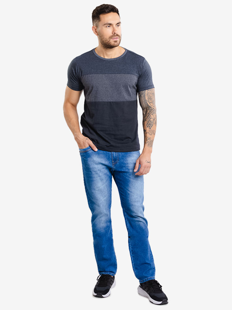 Camiseta-Masculina-Recortes-Listrados---Cinza