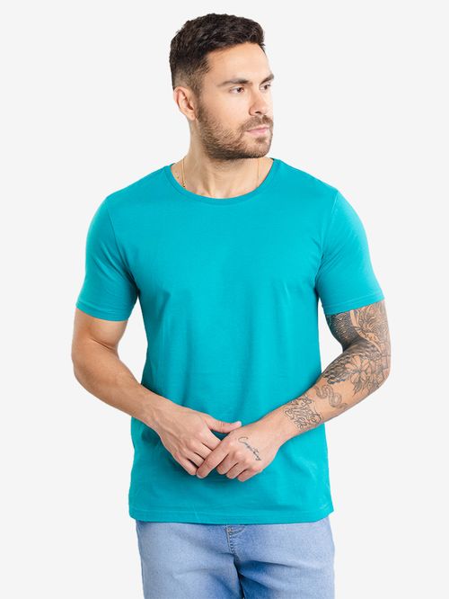 Camiseta Algodão Básica Masculina - Azul