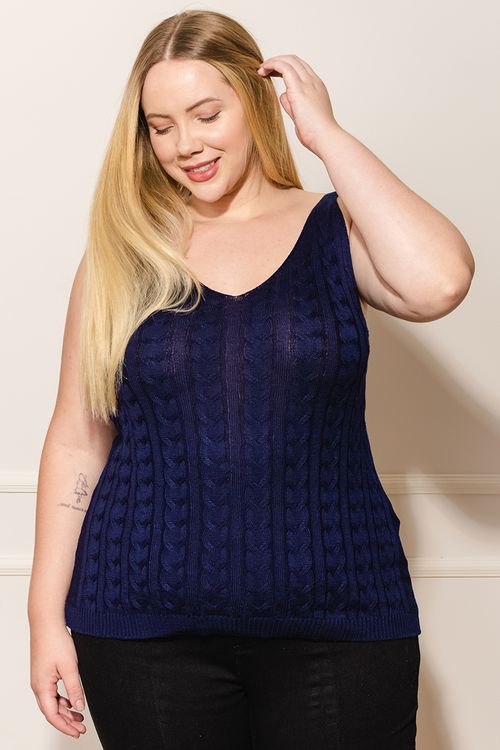 Regata Feminina Plus Size Tricot