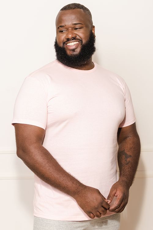 Camiseta Masculina Plus Size Básica - Rosa