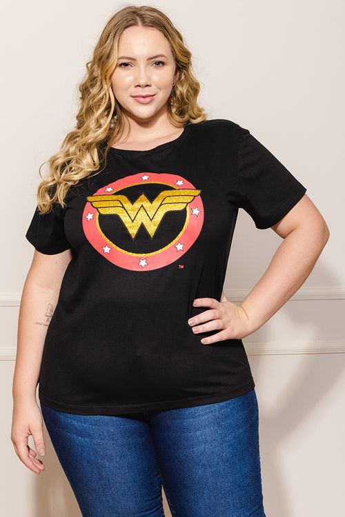 Camiseta Feminina Plus Size Mulher Maravilha