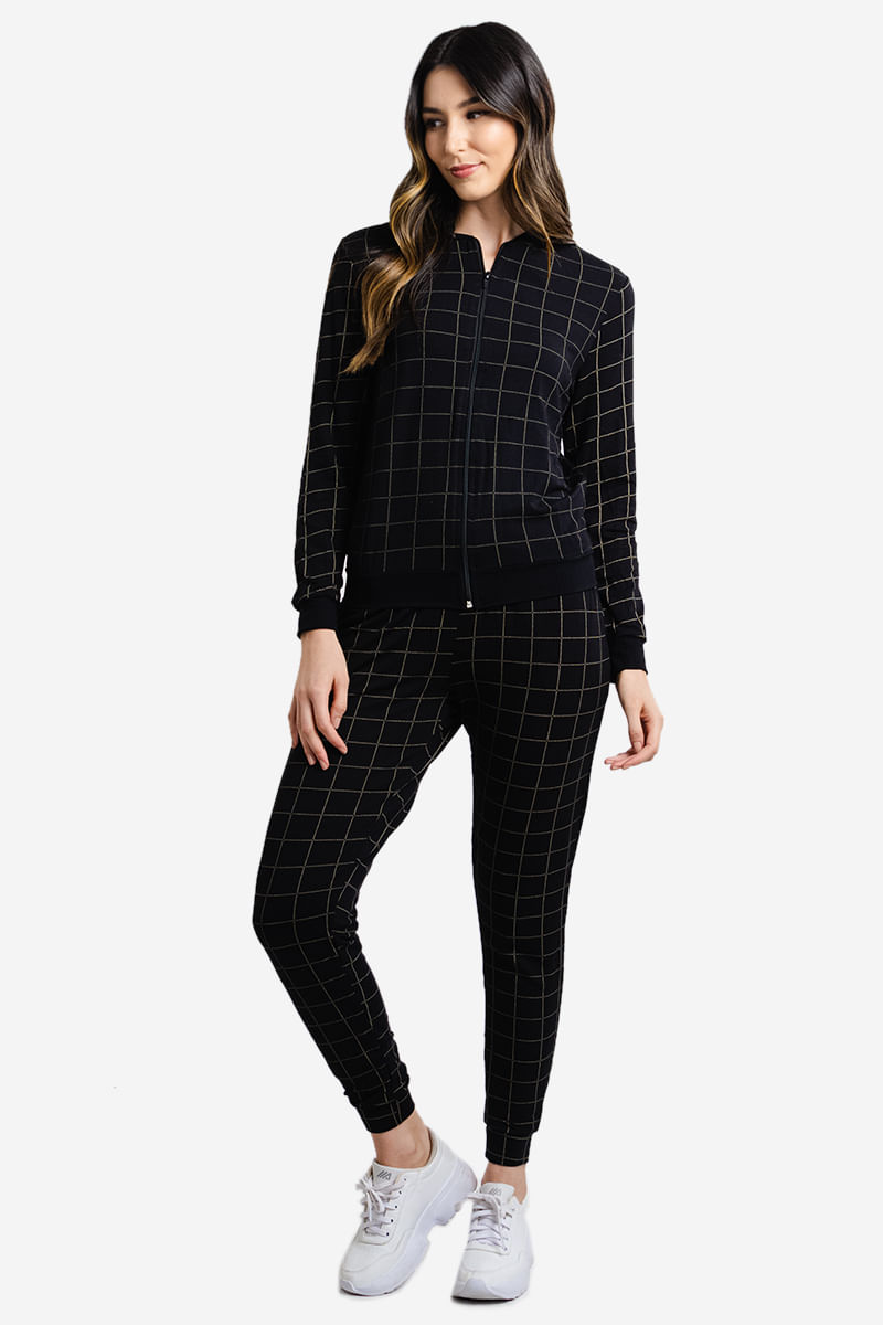 Calca-Feminina-Jogger-Quadriculada---Preto