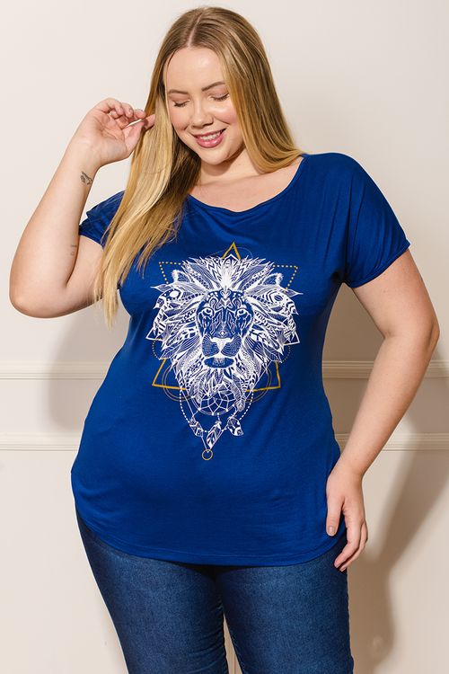 Camiseta Feminina Plus Size Leão