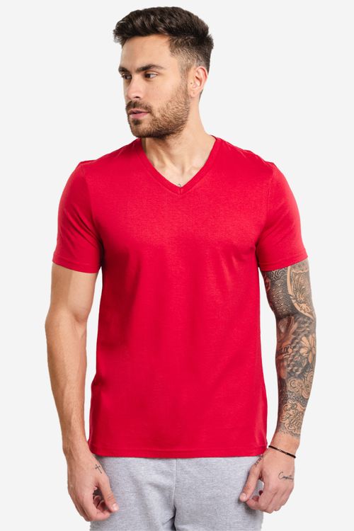Camiseta Algodão Básica Masculina - Vermelho