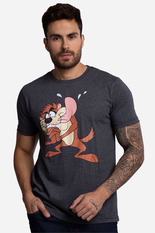 Camiseta Masculina Taz Mania - Cinza