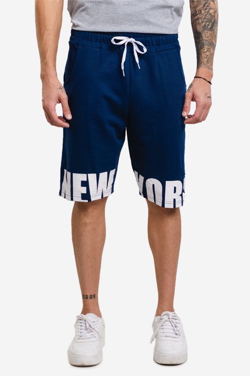 Bermuda Masculina Moletom Nova York - Azul