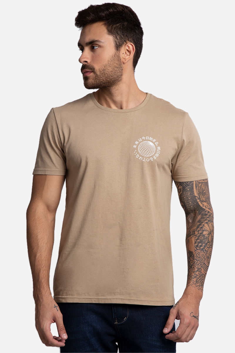 Camiseta-Masculina-Globo---Bege