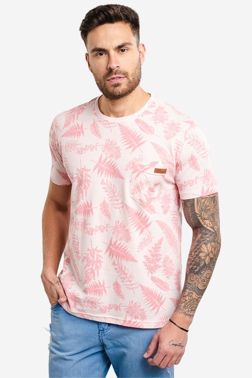 Camiseta Masculina Piquet Estampa Floral