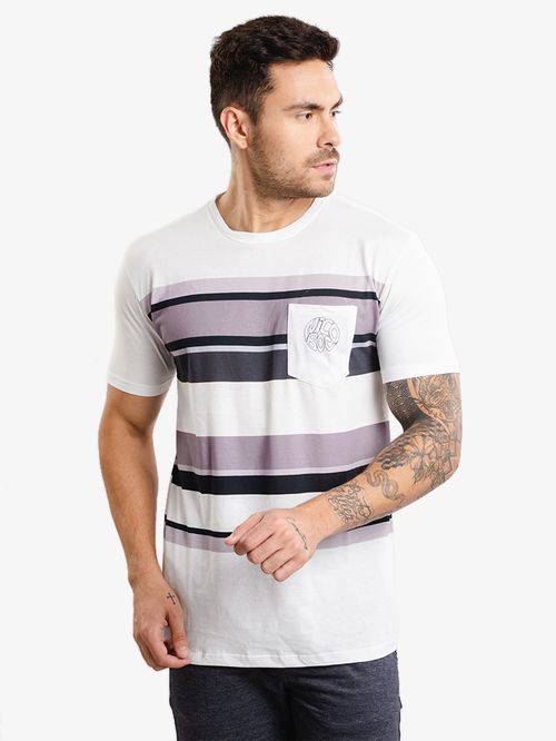 Camiseta Masculina Listras - Branco