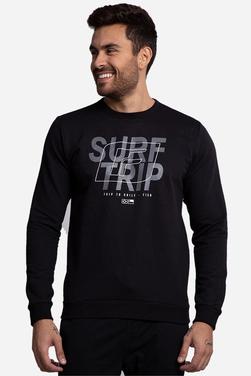 Moletom Masculino Surf Trip Fico - Preto
