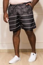 Bermuda-Masculina-Plus-Size-Listras-e-Folhas---Preto