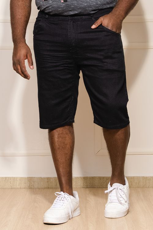 Bermuda Masculina Plus Size Sarja - Preto