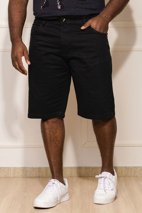 Bermuda Masculina Plus Size Sarja - Preto