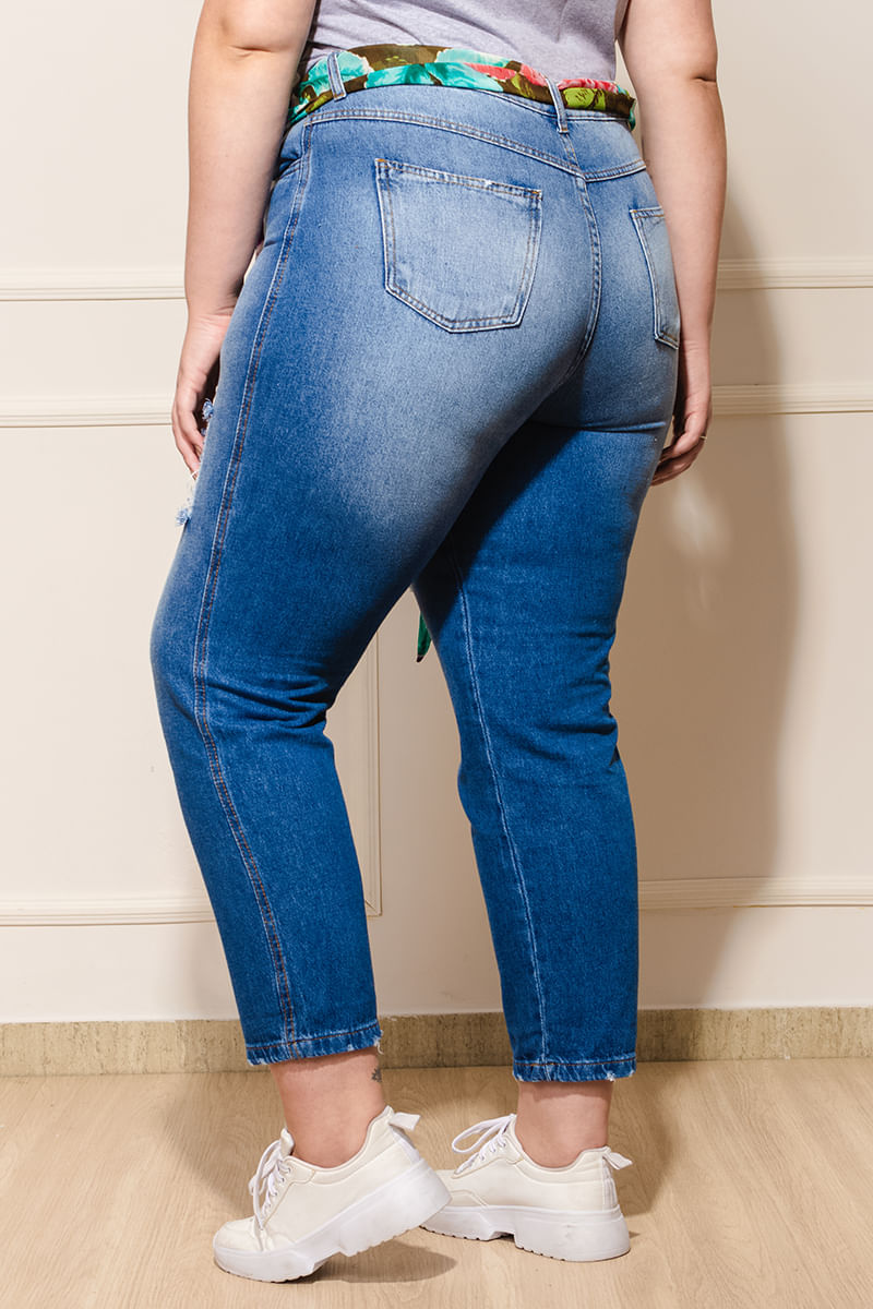 Calca-Jeans-Feminina-Plus-Size-com-Lenco---Azul