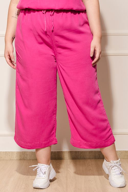 Calça Feminina Plus Size Pantacourt - Rosa