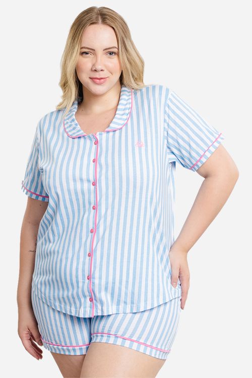 Pijama Feminino Plus Size Listras