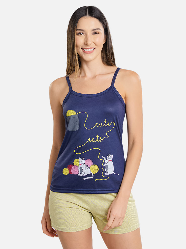Pijama-Feminino-Cats---Marinho