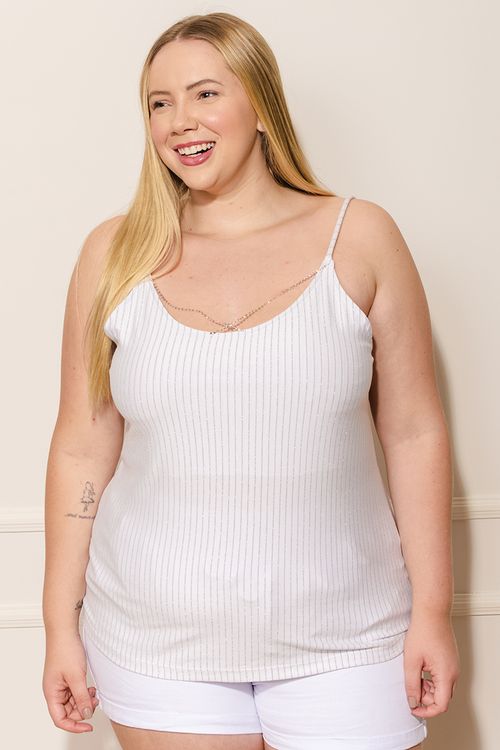 Blusa Regata Feminina Lurex Rovitex - Branco