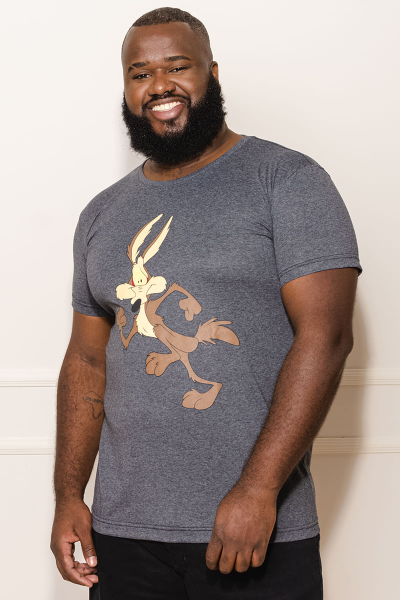Camiseta-Masculina-Plus-Size-Coiote---Cinza