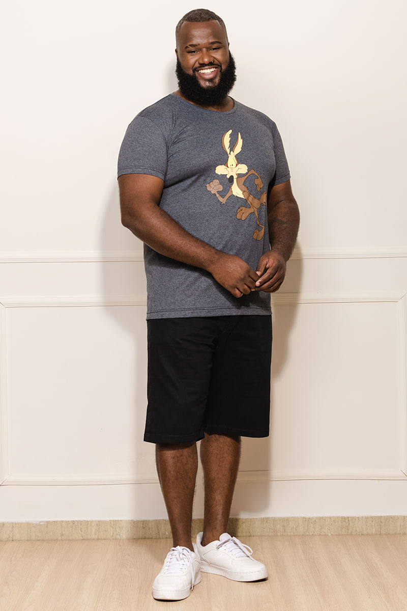 Camiseta-Masculina-Plus-Size-Coiote---Cinza