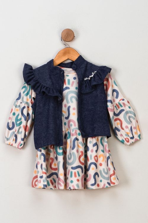 Vestido Feminino Infantil com Colete - Branco