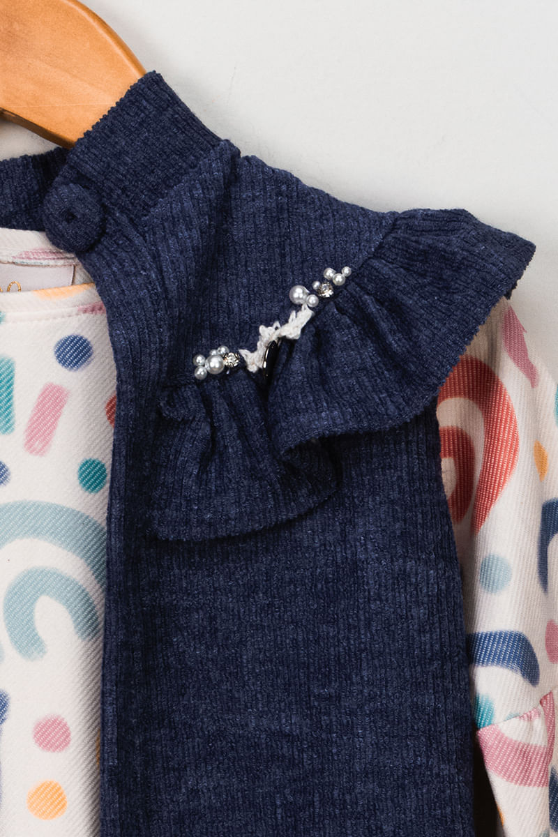 Vestido-Feminino-Infantil-com-Colete---Branco
