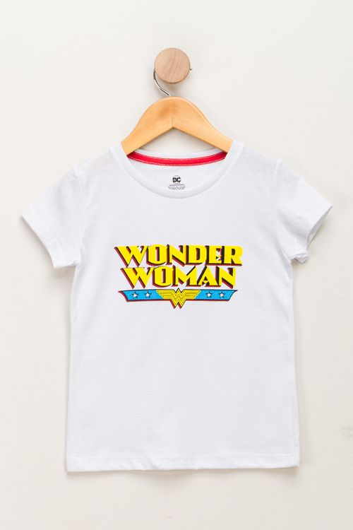 Camiseta Infantil Feminina Mulher Maravilha - Branco