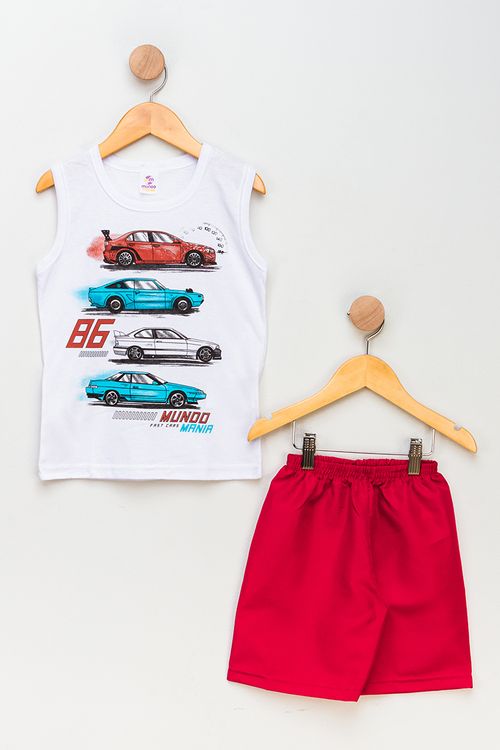 Conjunto Infantil Masculino Carros - Branco