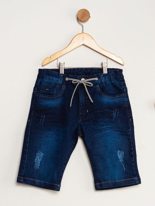 Bermuda Juvenil Menino Jeans Detalhe Destroyed – Azul