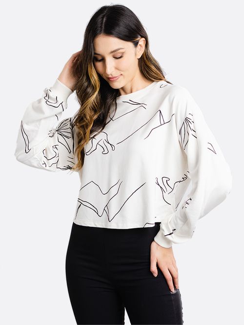 Blusa Feminina Moletom Tigres - Branco