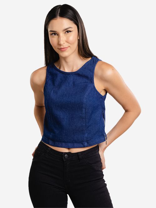 Regata Feminina Jeans - Azul