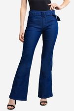 Calca-Feminina-Flare-Jeans-com-Cinto---Azul