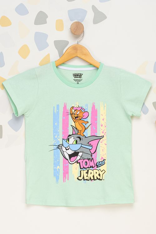 Camiseta Tom e Jerry Infantil - Verde