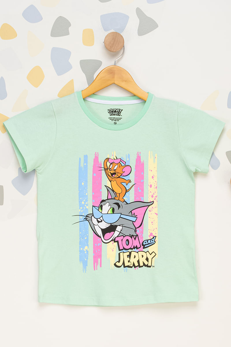 Camiseta-Infantil-Feminina-Tom-e-Jerry---Verde