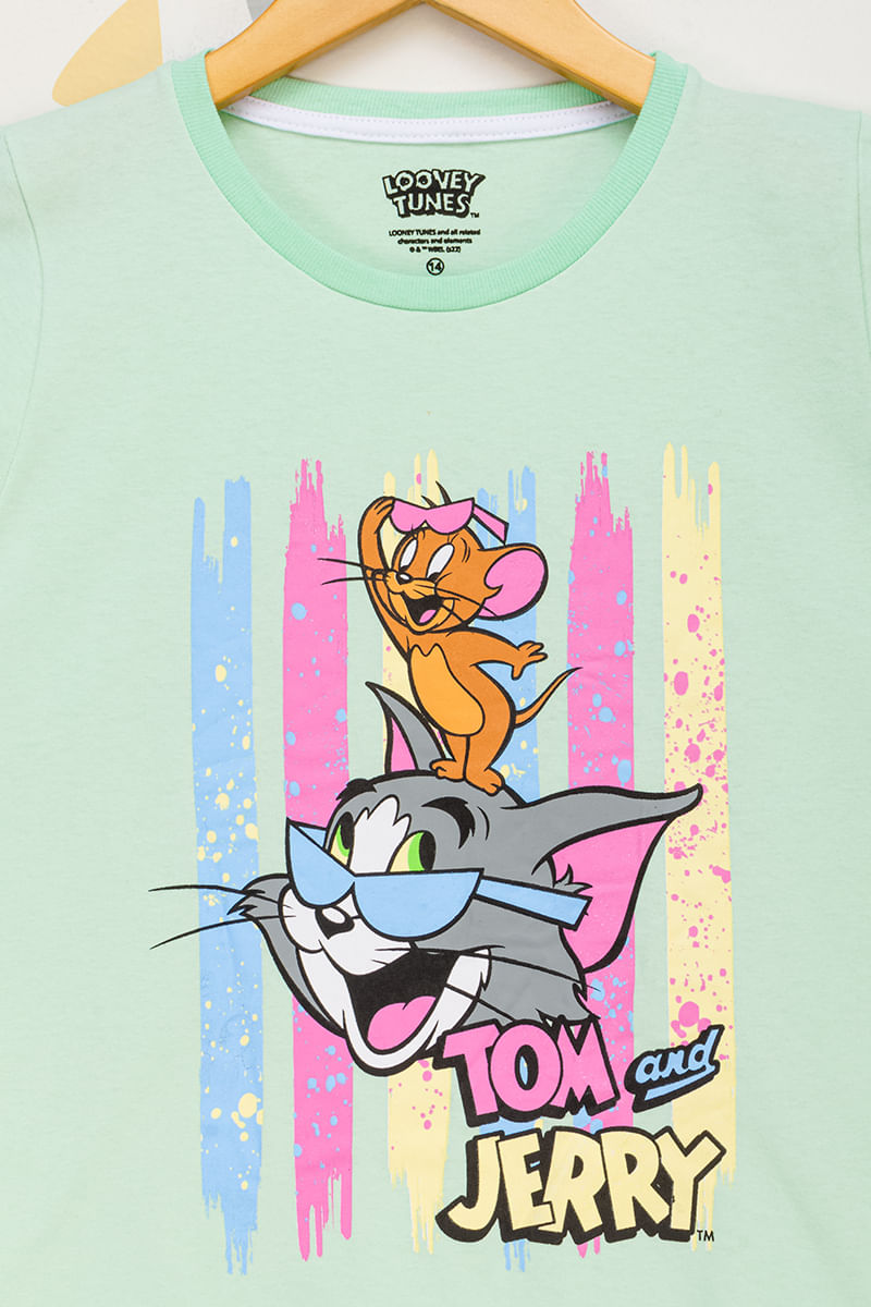 Camiseta-Infantil-Feminina-Tom-e-Jerry---Verde