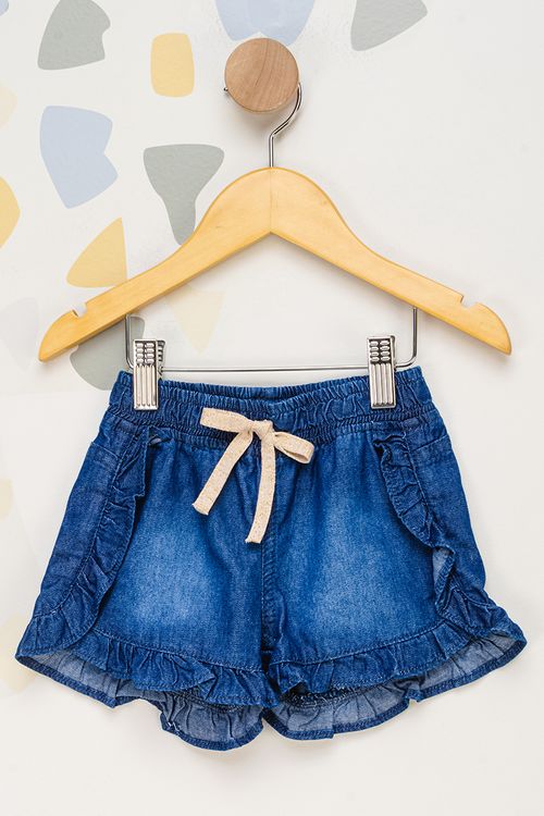 Shorts Sarja Babados Infantil - Azul