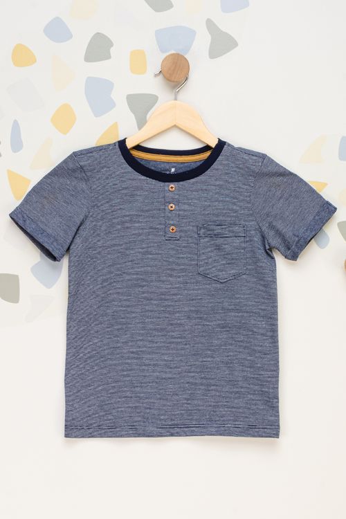 Camiseta Gola Padre Infantil - Azul