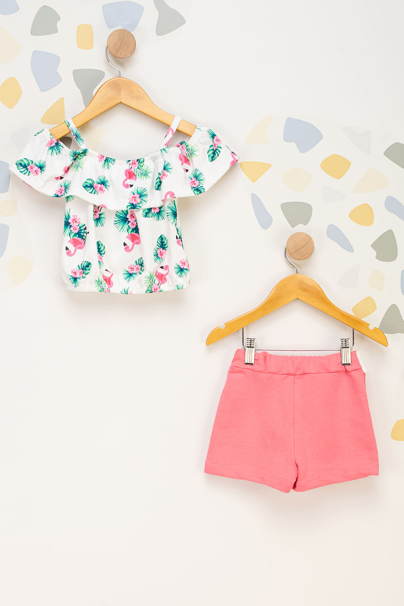 Conjunto-Infantil-Feminino-Flamingos---Branco