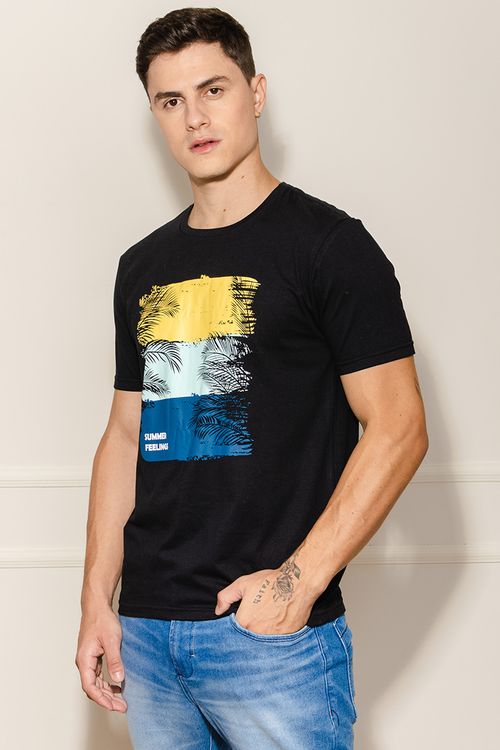 Camiseta Masculina Coqueiros - Preto