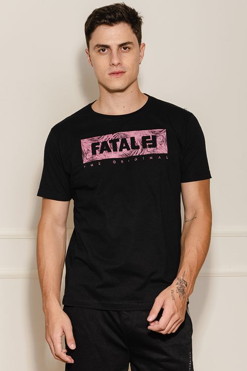 Camiseta Masculina Recorte Floral Fatal