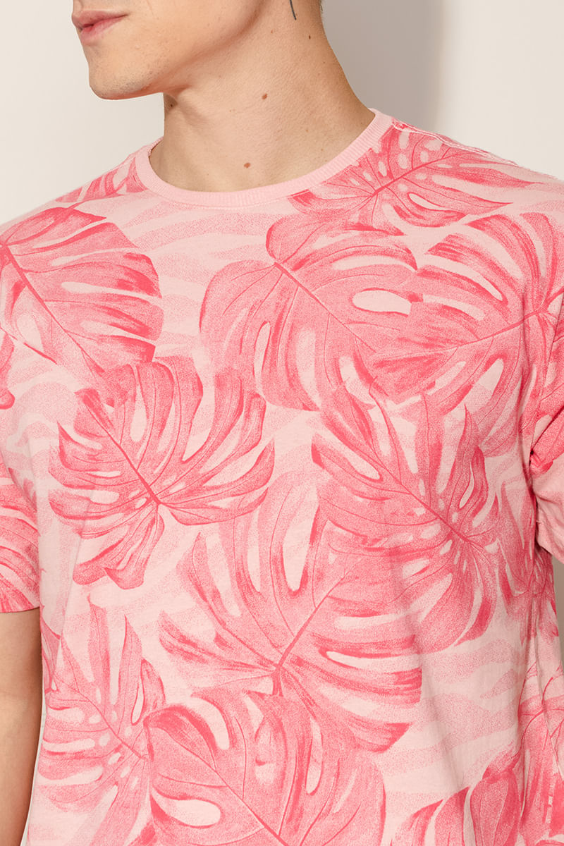 Camiseta-Masculina-Folhagens---Rosa