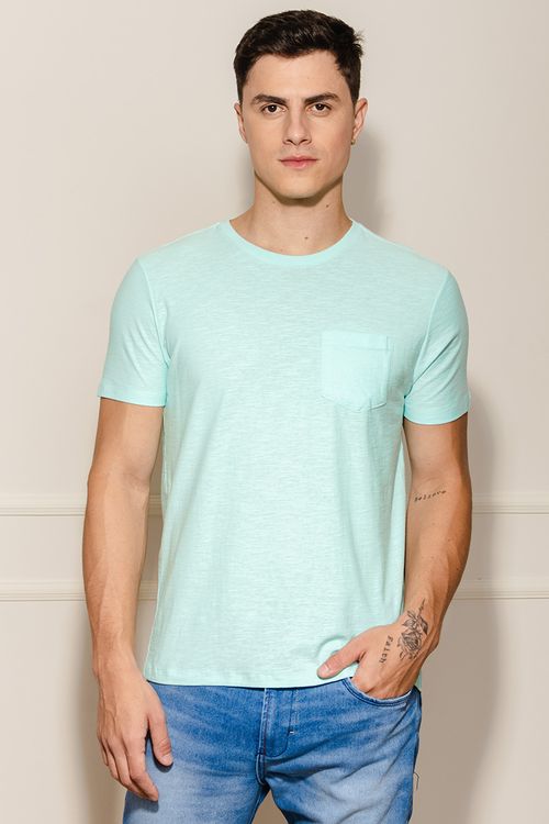 Camiseta Masculina Com Bolso - Azul