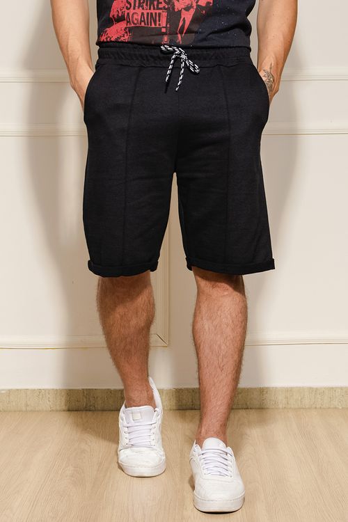 Bermuda Masculina Moletom Barra Dobrada