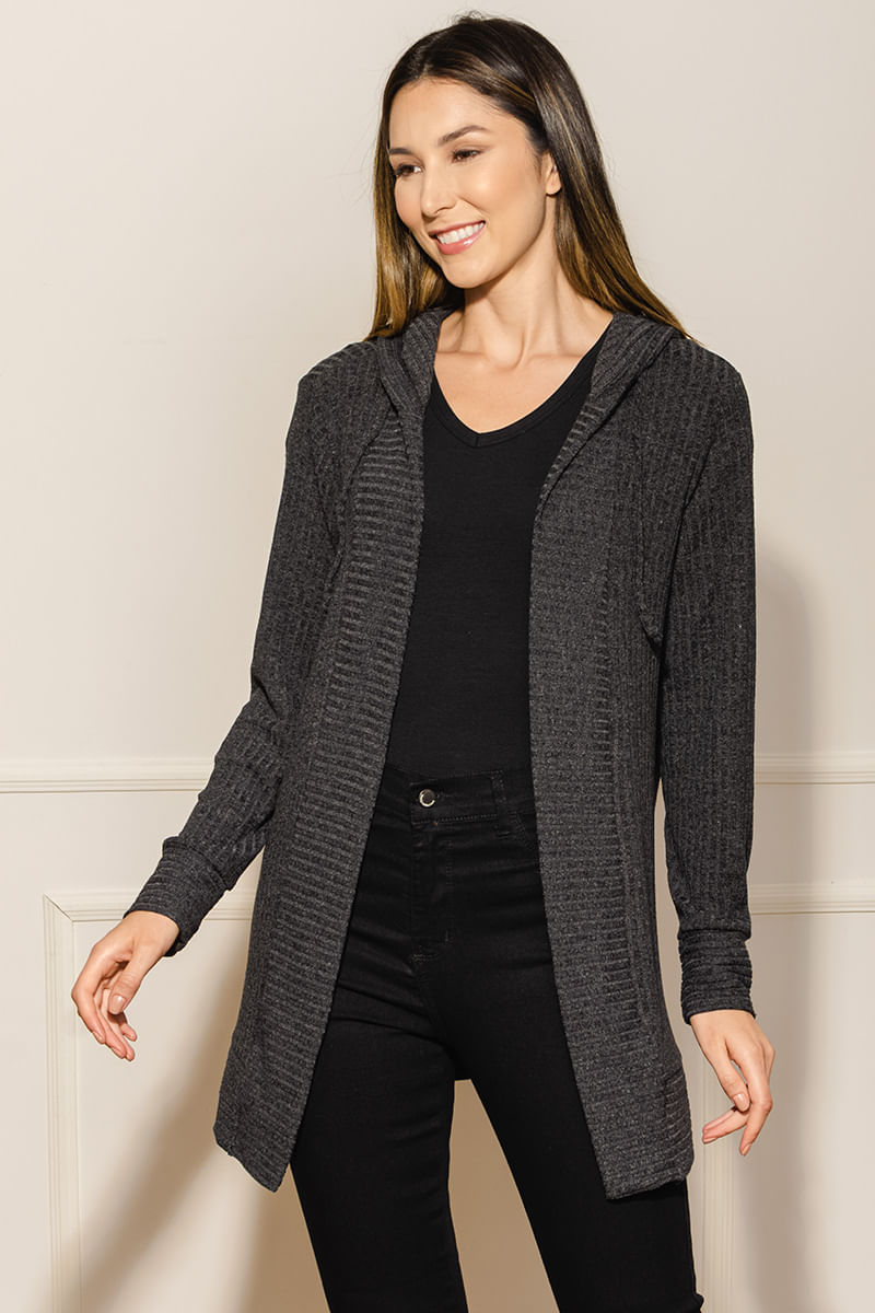 Cardigan-Feminino-Canelado---Cinza
