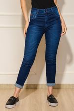 Calca-Feminina-Jeans-Skinny-Barra-Dobrada---Azul