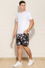 Bermuda-Masculina-Tactel-Floral---Preto