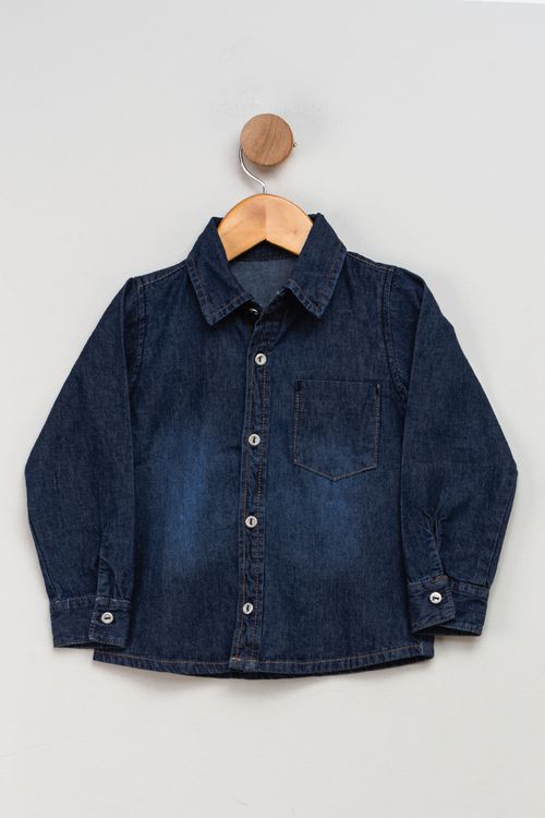 Camisa Infantil Masculino Jeans - Azul