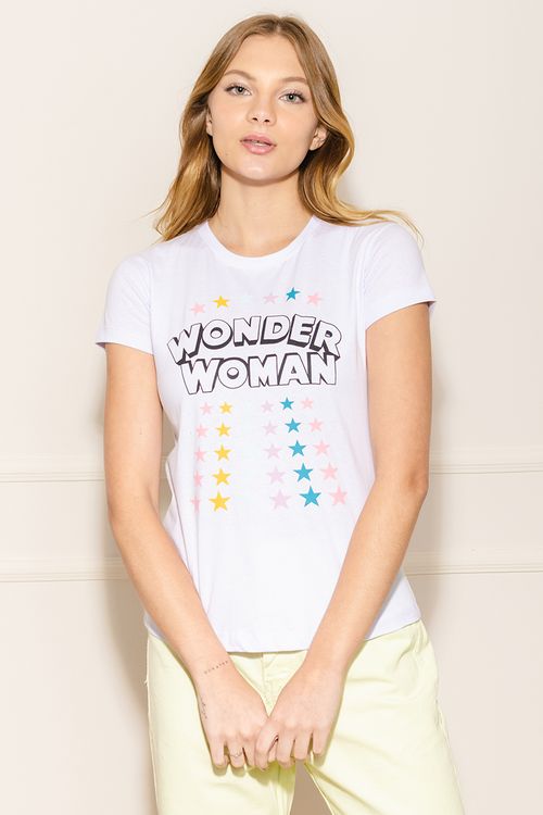 Camiseta Feminina Mulher Maravilha - Branco