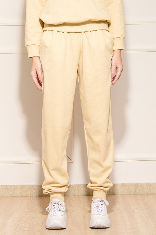 Calça Feminina Jogger Moletom - Bege