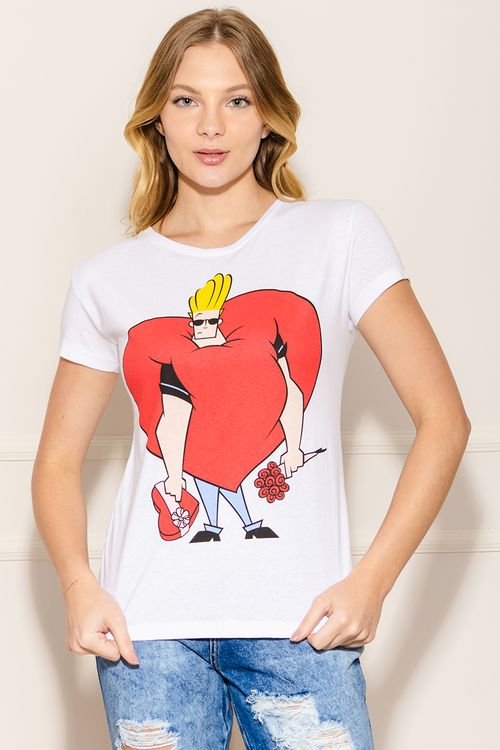 Camiseta Feminina Jhonny Bravo - Branco